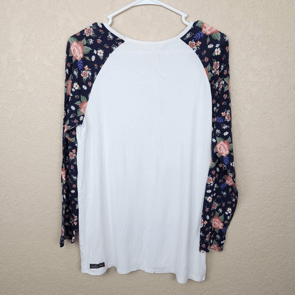 Matilda Jane Rose Floral Print 3/4 Raglan Tee Size Medium (2948) - Picture 2 of 6
